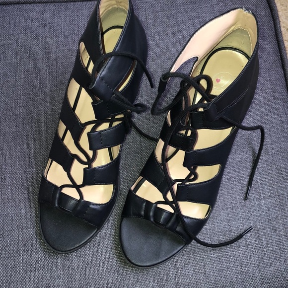 Black Strappy Heels - Picture 2 of 4